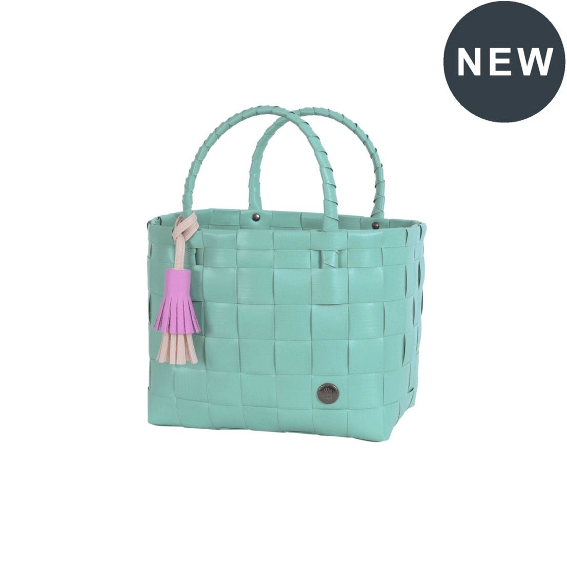 Mini Paris – håndlaget mini shopper i resirkulert plast. Soft aqua green. I butikken fra 10. juni