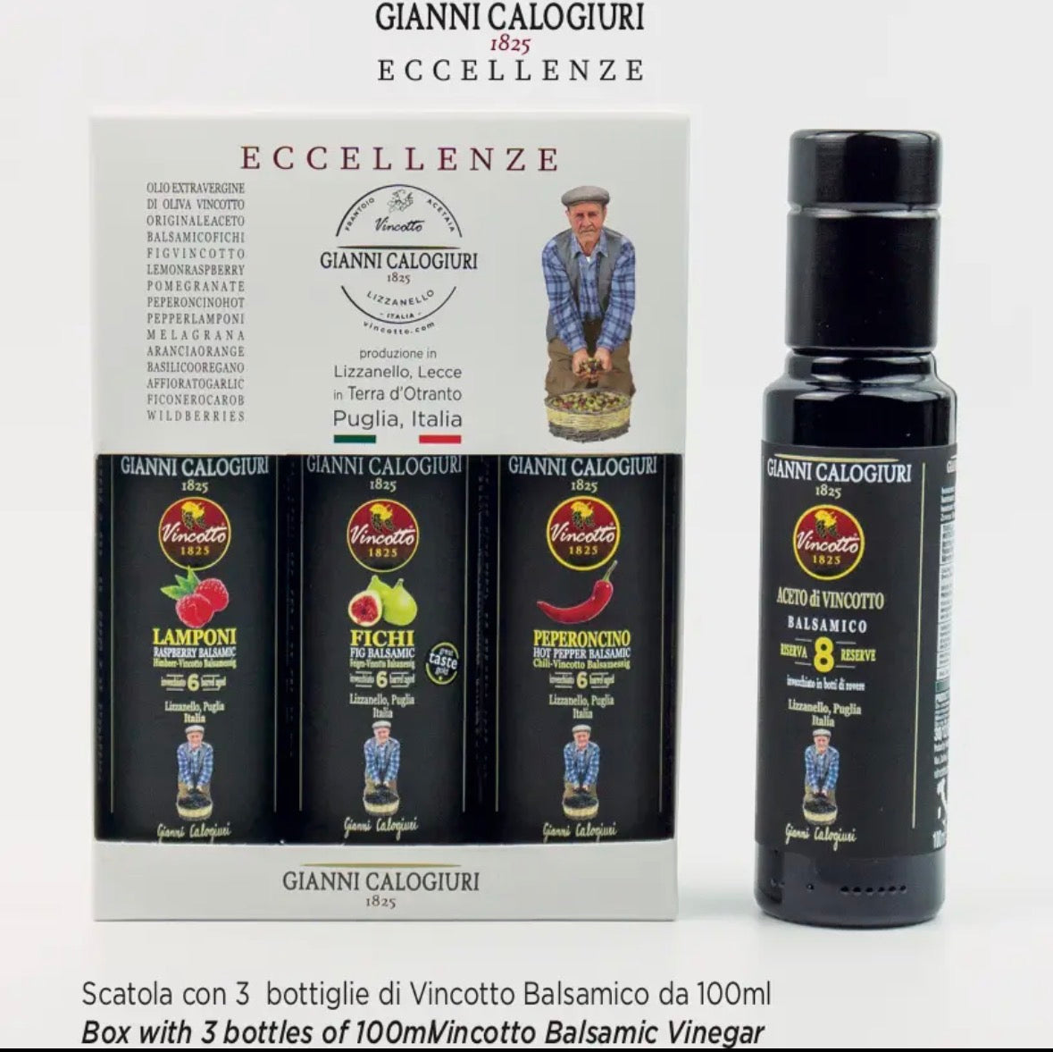 Gaveeske med italiensk balsamico – 3 smaker. Sendes fra Italia 22. juli. Kan bestilles nå.