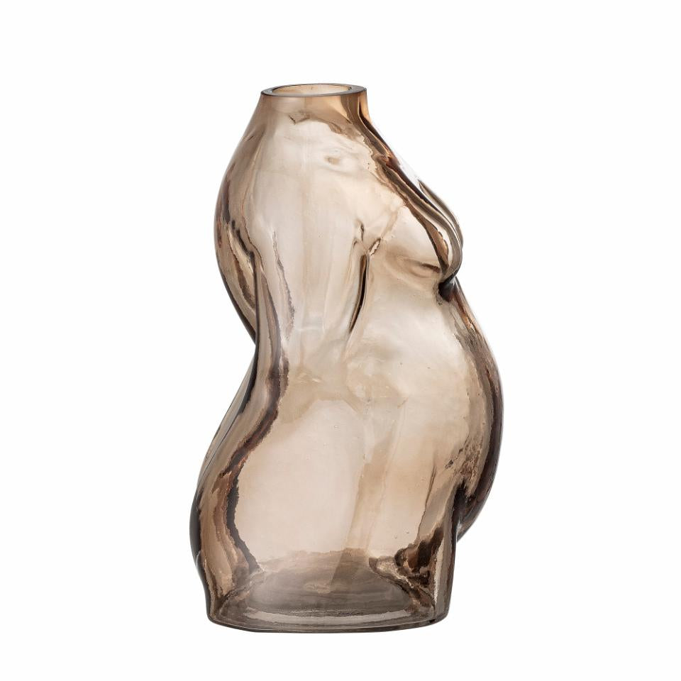 Evie vase i brunt glass – dekorativ kroppsvase fra Bloomingville.