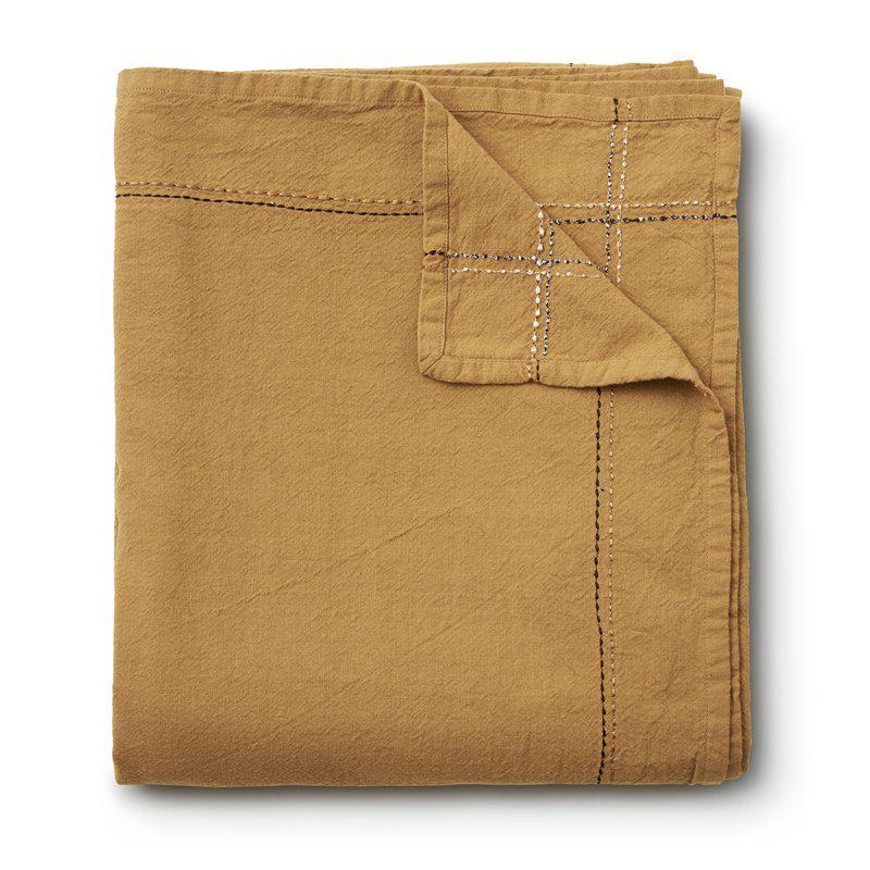 Rustfarget bomullsduk med broderte detaljer - Nadia 140 x 260 cm