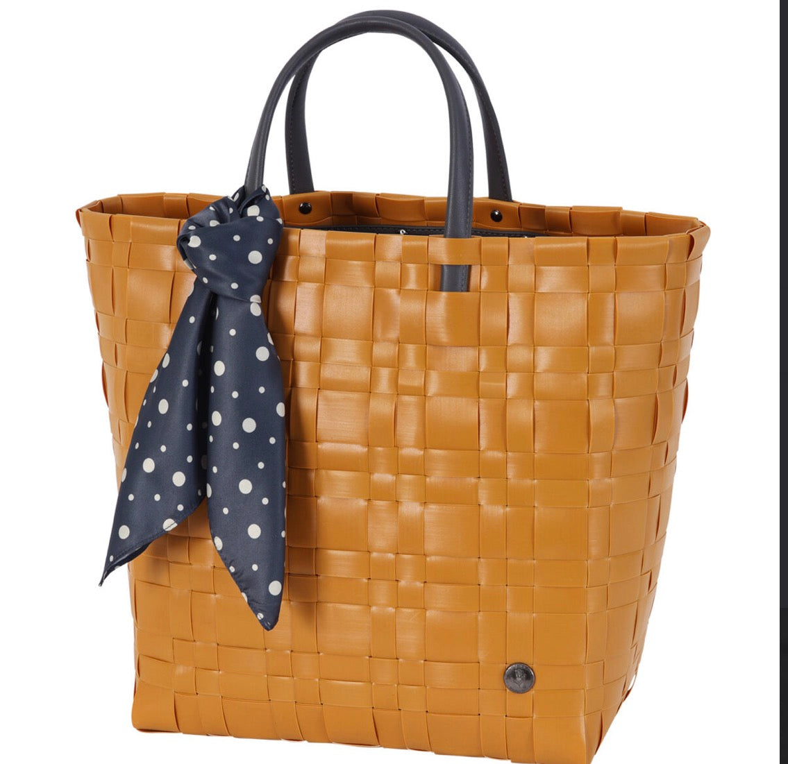 Bliss Shopper – håndlaget shopperveske med innerveske og skjerf. Sunset yellow. I butikken fra 10. juni