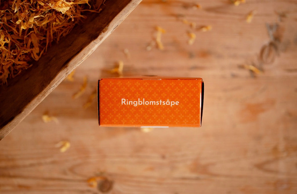 Ringblomstsåpe, heimelaga såpe med ringblomst
