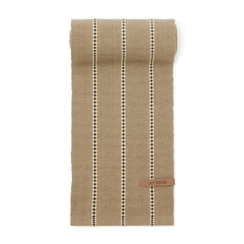 Helga bordløper 15x120 – beige løper med striper i bomull | Jakobsdals
